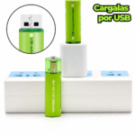Pilas recargables USB AA X 2