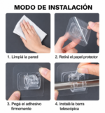 Soporte adhesivo cortinas y barrales x 2 - Imagen 5