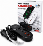 Cargador Múltiple Alta Velocidad con Cable Tipo C Integrado